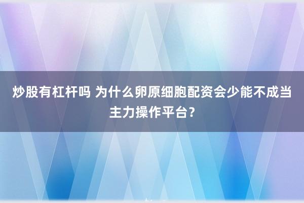 炒股有杠杆吗 为什么卵原细胞配资会少能不成当主力操作平台？